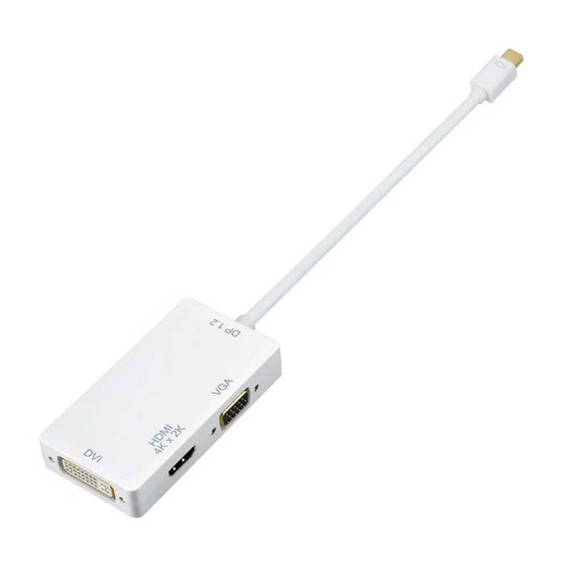 Mini DisplayPort Женский 3 в 1 адаптер DisplayPort 1,2, full 4 K x 2 K разрешение, 3D стерео все HD full White