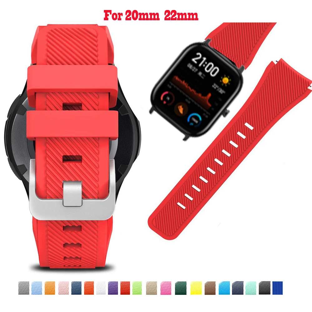 Сменный силиконовый ремешок для Xiaomi Huami Amazfit/ 2/2S/ Bip Youth/GTS 20/22 мм двухцветный 42/47 |