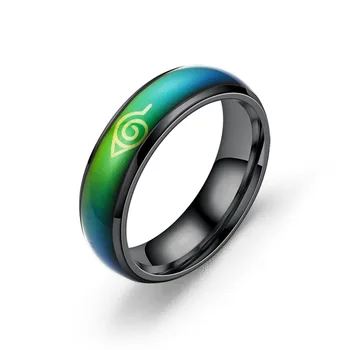 6mm nowy pierścień liść Konoha wioska symbol znak Logo Sasuke Ninja czarny FashionThermochromic pierścień ze stali nierdzewnej tanie i dobre opinie CN (pochodzenie) Metal ring Unisex kostiumy Naruto