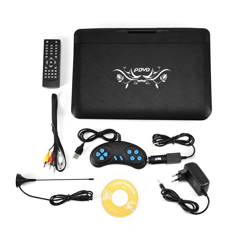 

13.9 inch Portable DVD Player USB FM Radio Receiver AV CD Speakers LCD Screen Game Player Mini TV Player with Games Joysticks-EU