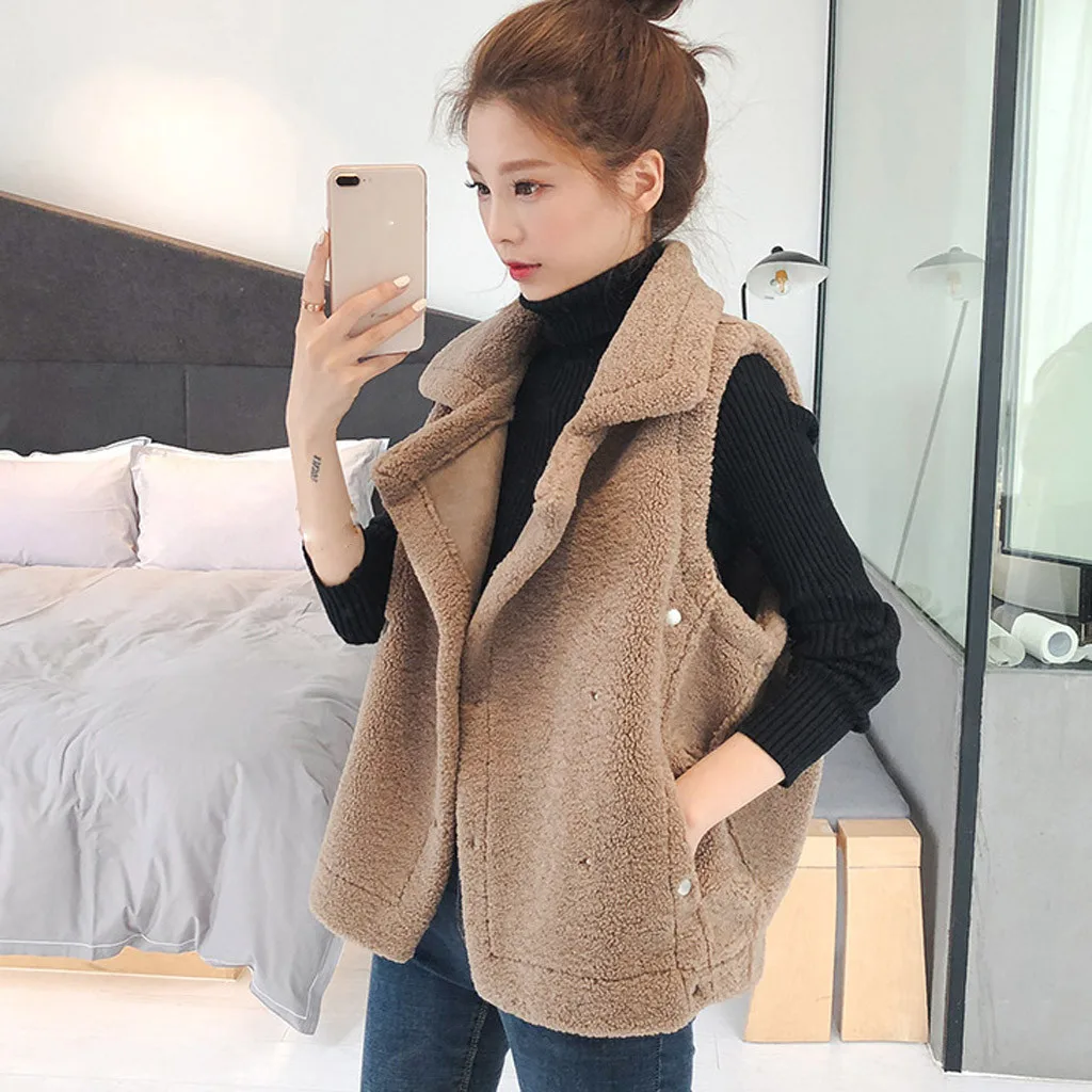 Women Vest V Outerwear Sleeveless Jackets Turn-Down Collar Cotton-padded Coats high quality dropshiping W1101