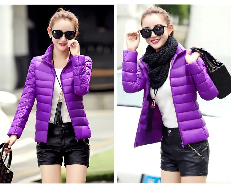 Stand Collar Thin down Jacket Women's Autumn And Winter New Products Short Autumn And Winter Portable Large Size Korean-sty