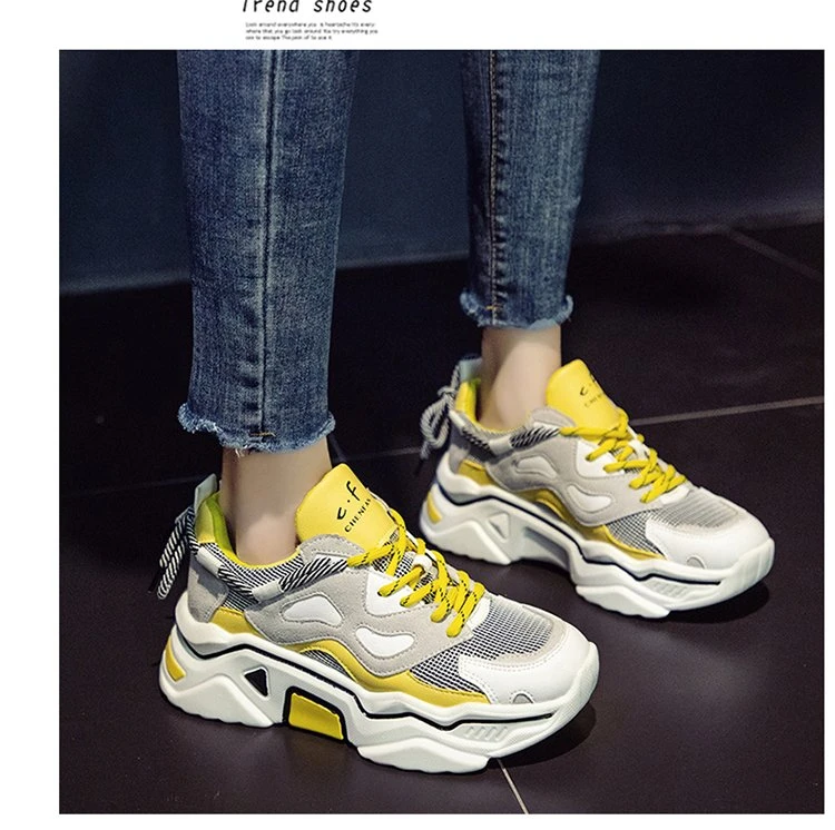 Women Platform Chunky Sneakers 5cm high lace-up Casual Vulcanize Shoes luxury Designer Old Dad female fashion Sneakers