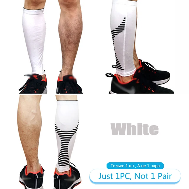 Tcare Sport Compression Calf Sleeves Leg Compression Sock Runners Shin Splint Varicose Vein Calf Pain Relief Calf Guards Running 1 Piece - White