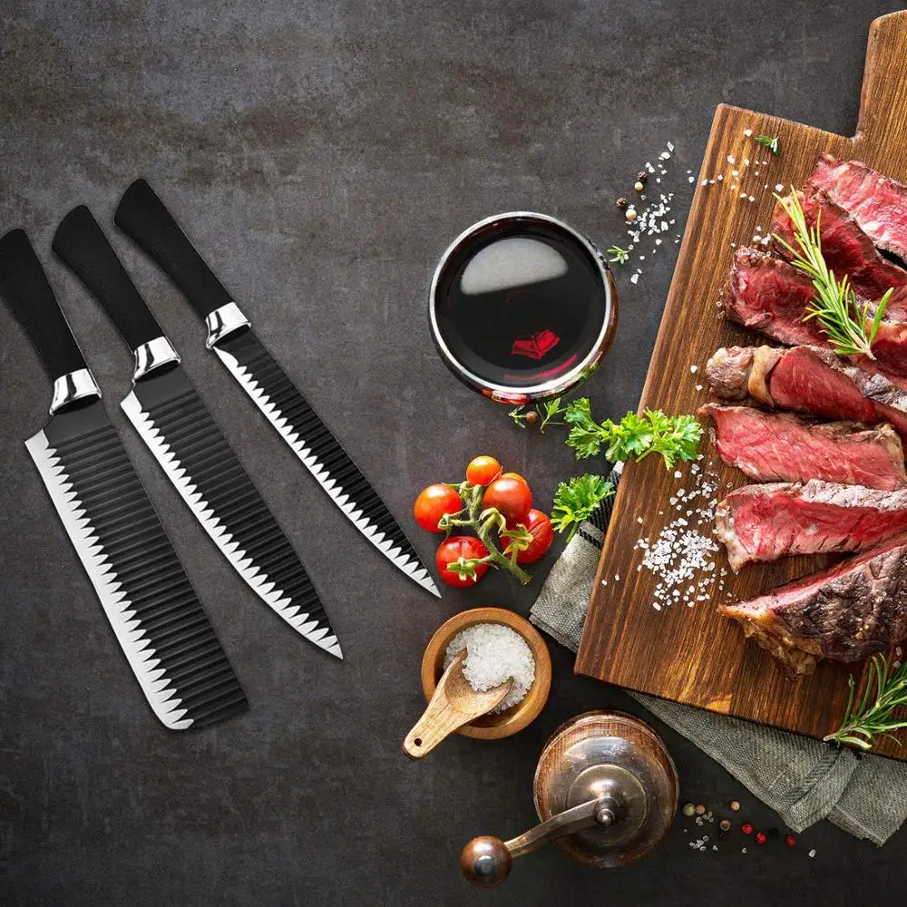 Набор кухонных ножей шеф повара 6 предметов набор с антипригарным рисунком нож