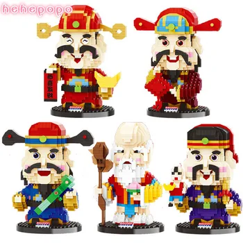 

18107-18111 Mini Blocks Building Toys Chinese Spring Festival Money God Model Kids Gifts Brinquedos New Year Present