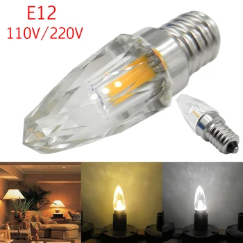 

E12 1505 COB LED Dimmable Crystal Light Bulb Spotlight Repalce 3W AC 110V 220V Ceiling Lamp Chandelier Bulb Cold/Warm White