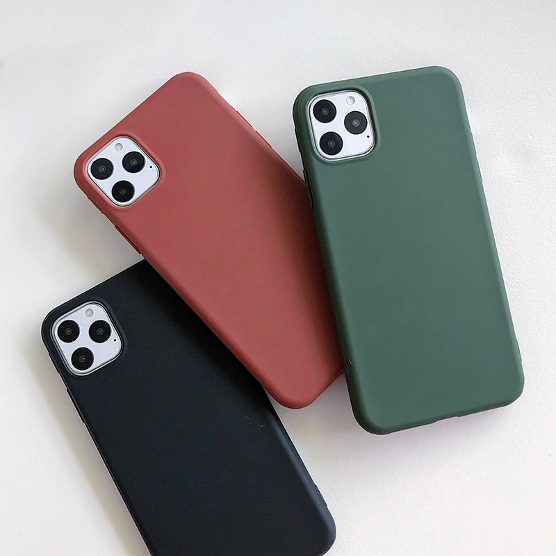 Matte Army Green Phone Case For Iphone 11 Case Iphone 12pro Max Silicone Cover 2020 Se 6 6s 7 8 7plus 8plus X Xr Xs Max 12 Mini Fitted Cases Aliexpress