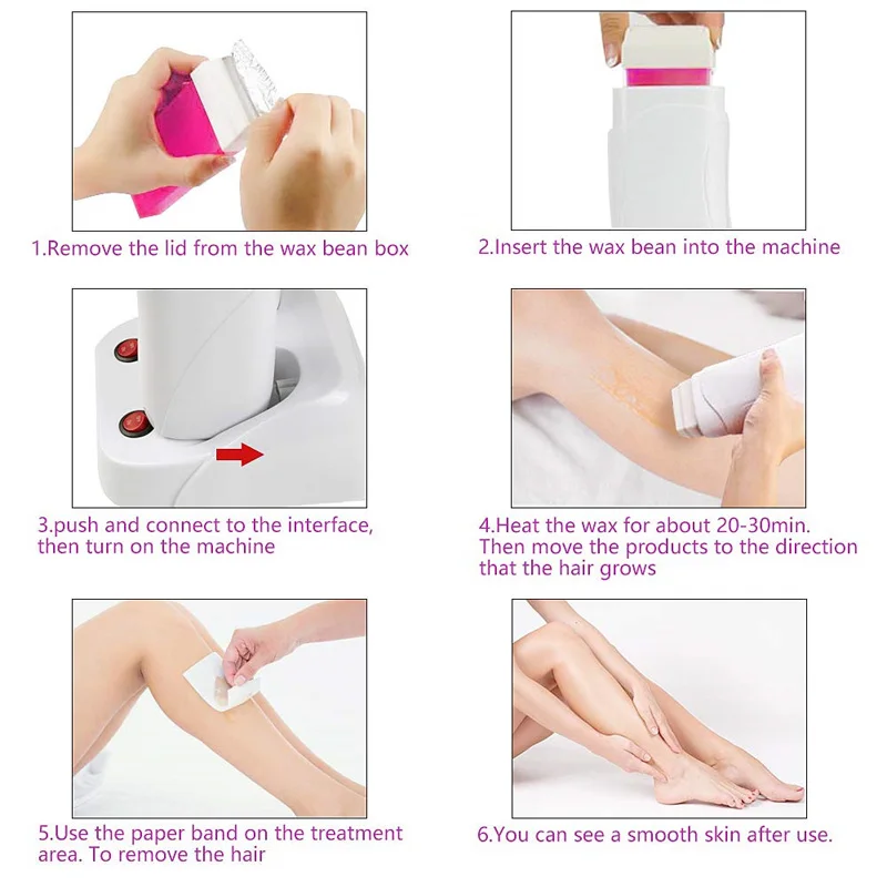 Wax Heater Hair Removal Wax Hair Removal Tool Portable Roll on Wax Cartridge Double Depilatory Wax Heater Warmer with a Base Melted Machines for Hair Removal for Home