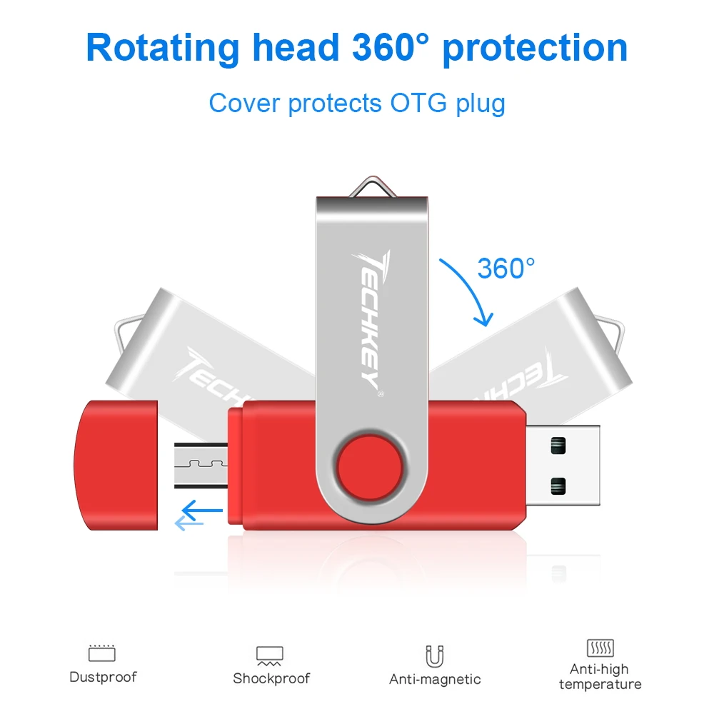 OTG USB флеш-накопитель Techkey 32 ГБ флеш-накопитель металлический флешка карта памяти 4 ГБ 8 ГБ 16 ГБ флешка Внешняя память для смартфона