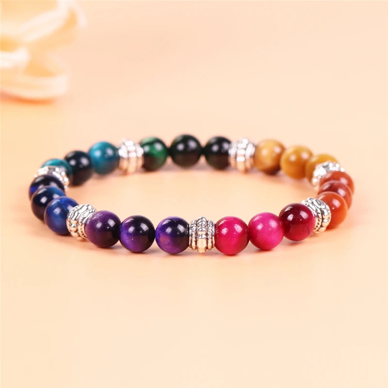 Натуральный камень 7 Чакра Bracelets &amp Bangles целебная йога баланс бусины рейки Будда