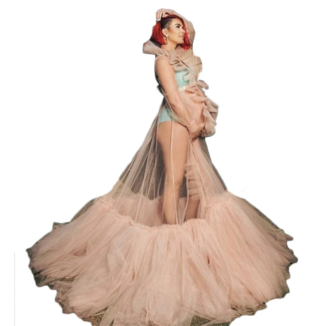 

Luxury Customised Maternity Dresses A-Line Tulle Maternity Gown for Photoshoot Boudoir Lingerie Robe Bathrobe Nightwear