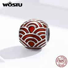 WOSTU 925 пробы серебряный китайский красный бисер фонарь талисманы подходят браслет кулон подарок на год ювелирные изделия FNC133