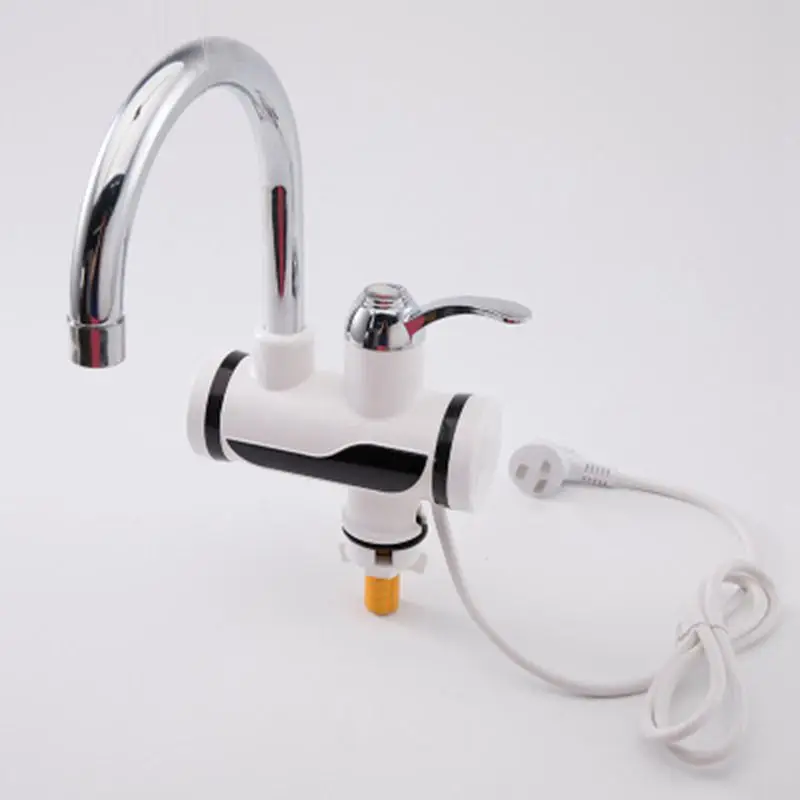 

EU Plug Stainless Steel LED Digital Display Hot And Cold Water Mixer Tap Water Heater Sink Basin Faucet Outlet Mixer EU Plug (Si