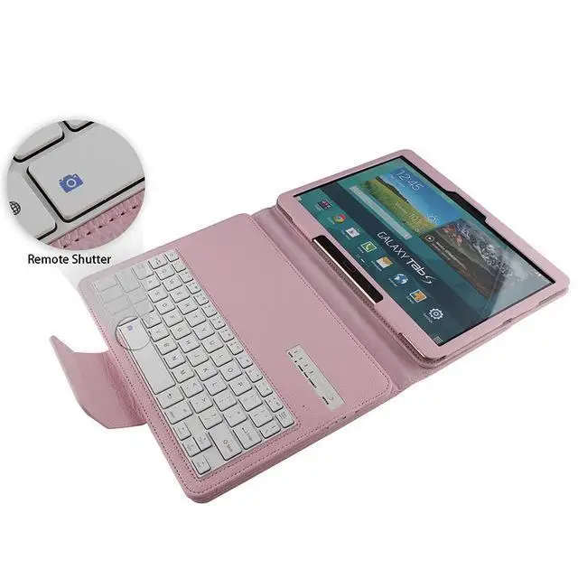 pink Роскошный чехол для планшета для samsung Galaxy Tab S SM-T800 T800 T805 10,5 '', съемная Bluetooth клавиатура, Кожаная подставка - Цвет: pink