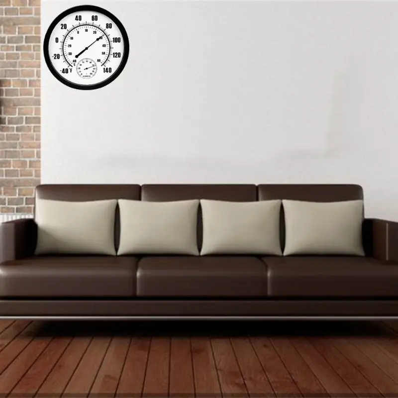

Thermometer Indoor Outdoor 10" Patio Large Wall Thermometer and Hygrometer Mechanical watch core No Battery Needed K4UA