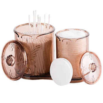 

Cotton Pad Storage Box Double-Tube Jewelry Organizer Box Vintage Style Storage Box With Lid