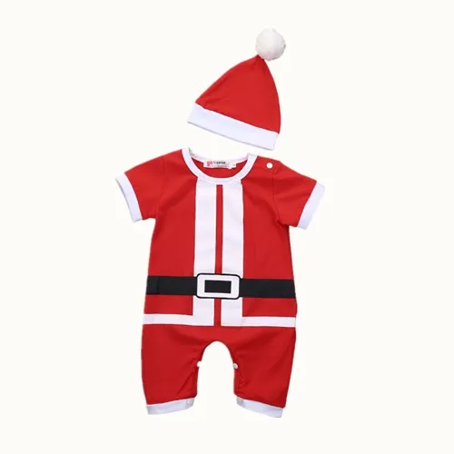 

Christmas Clothes 0-24M Newborn Baby Boys Girls Warm Clothes Set Long Sleeve Santa Costume Outfits Rompers+Red Cap Warm Xmas