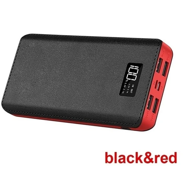 Xiao mi power Bank 30000 мАч 4 USB портативное зарядное устройство QC 3,0 кожаный корпус светодиодный ЖК-аккумулятор для mi Iphone 7 8 Прямая поставка - Цвет: Black-20000mAh