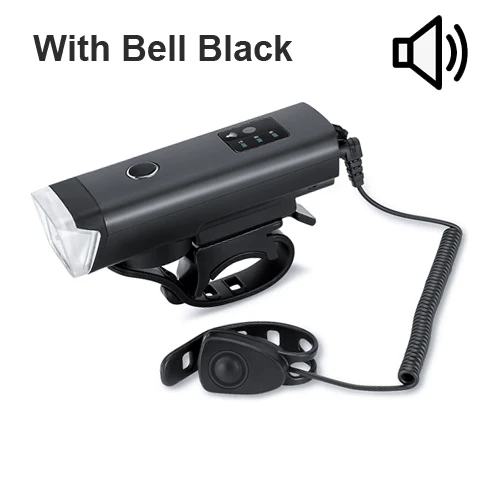 NEWBOLER, умный индукционный велосипедный передний светильник, набор с динамиком, 120 децибел, велосипедный фонарь, USB Перезаряжаемый светодиодный фонарь для езды на велосипеде - Цвет: with bell black