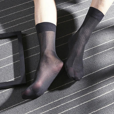 Tube Socks Men's Stocks Business Dress Stockings Sheer Socks Exotic Formal Wear Sheer Sock Suit Men Sexy Transparent TNT Socks - Цвет: 01