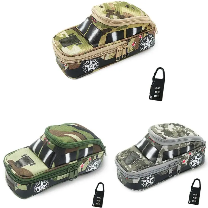 

Vehicle Pen Pouch Bag With Combination Lock Pencil Case Double Zipper For Boys