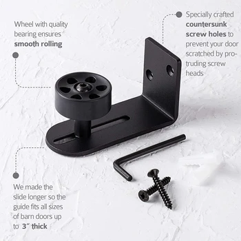 

New Barn Door Floor Guide Stay Roller, Fully Adjustable With Longer Slot, Black Powder Coated, Flush With Floor Wall Mount Brack