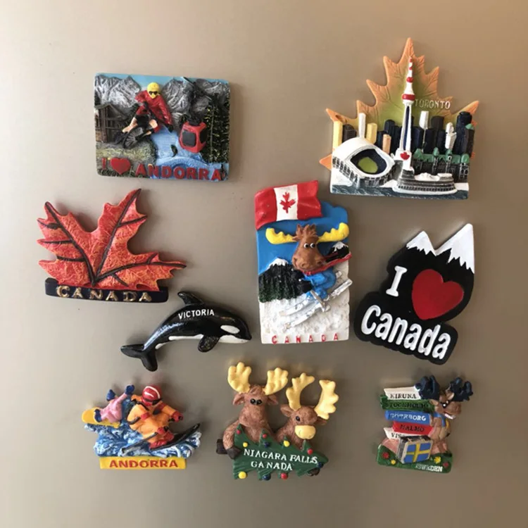 Kühlschrank Magnet Tourist Kanada Toronto Maple Blätter Fawn Skifahren Whale Mountainbike Schnee Souvenir Harz Kühlschrank Aufkleber