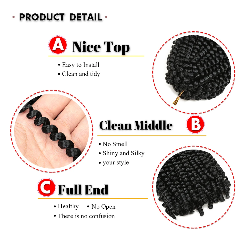 12 Inch Spring Twist Hair Afro Fluffy Synthetic Twist Braids Ombre Crochet Hair Extensions For Women Wholesale Hair Expo City 6
