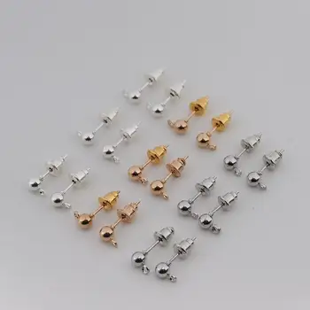 

50PCs Metal Pin Findings Stud Earring Basic Needle Post Stoppers For Fashion Women Earring DIY Accessories For Jewelry