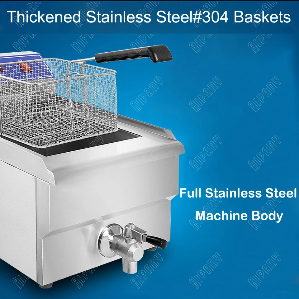 EF101V electric deep fryer with basket thermostat 10L/16L/20L/32L countertop chips chicken fryer frying machine