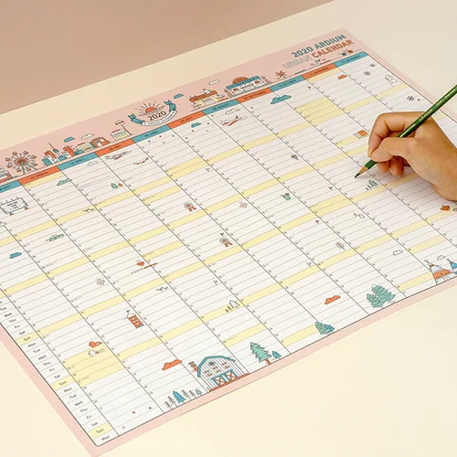 365 календарь бумага розовый садовый планировщик 600*430 мм