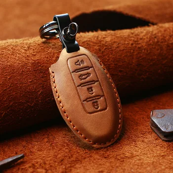 

Handmade Genuine Leather Car Key Case Cover for Nissan Qashqai J10 J11 X-Trail t31 t32 kicks Tiida Pathfinder Murano Note Juke
