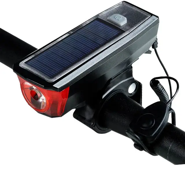 Bike Light 2000 мАч встроенный аккумулятор Солнечный перезаряжаемый велосипедный фонарь 120дБ Горн велосипедный фонарь с функцией мобильного питания яркий фонарик - Цвет: Bike Light