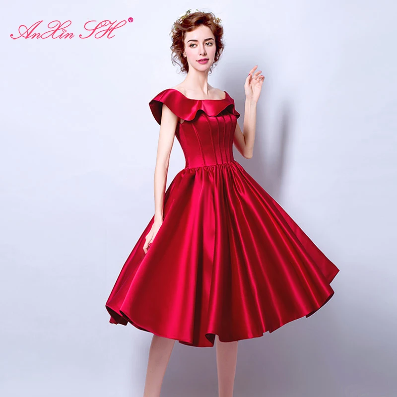 burgundy wine Red evening dress green 