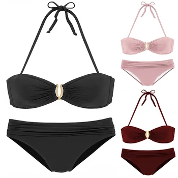 

Lady's Bikini With Exquisite Metal Buckle Two Piece Bathing Suit Sexy Lady W1