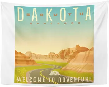 

Vintage Retro Style Travel Sticker United States South Dakota Badlands National Park Road Landscape Tapestry Home Decor