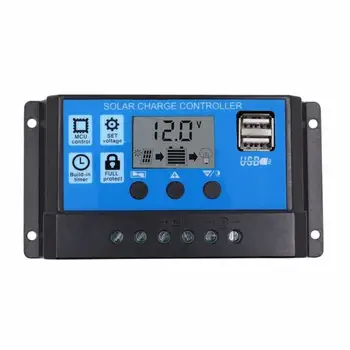 

10A/20A/30A 12V 24V Auto Solar Charge Controller PWM Controllers LCD Dual USB Output Solar Panel PV Solar Charge Controller