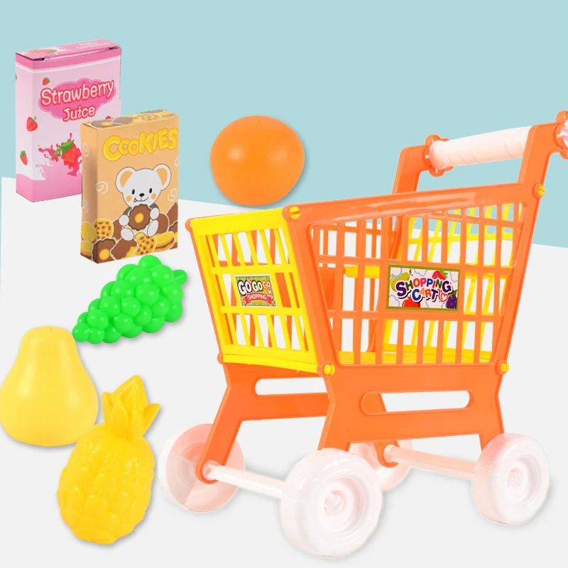 Детская корзина для покупок, игрушки для детей, развивающие тележки для супермаркетов, 21 шт., ролевые игры, игрушки