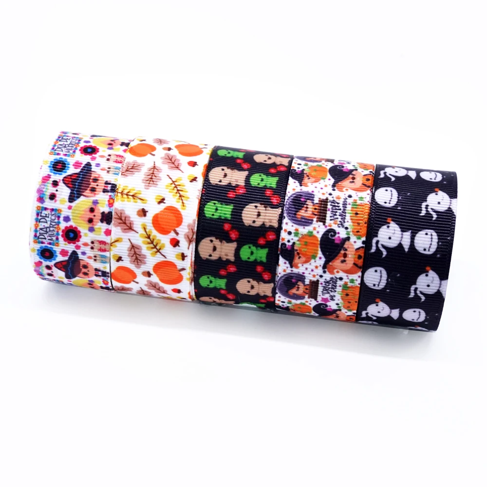 

Free shipping 50 yard per size halloween ribbon printed grosgrain ribbon 31993