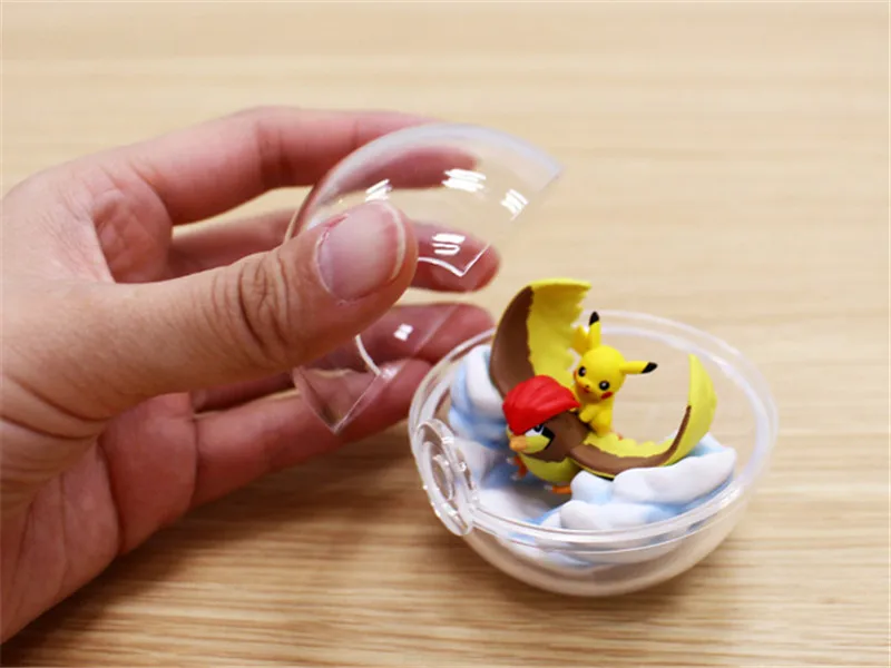 TAKARA TOMY 6 коробок/набор прозрачный шар Пикачу Chikorita Articuno Покемон Иви Фигурки игрушки милые украшения для детей