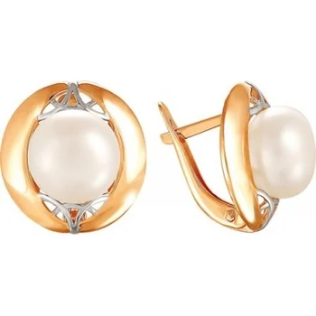 

Примаэксклюзив earrings with 2 pearls in red gold