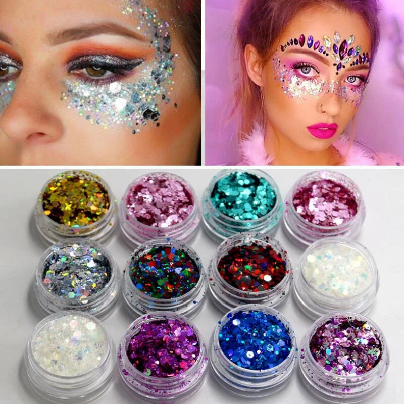 3pcs/set Face Jewels Glitter Festival Glitter Decoration Party Body Gems Gypsy Face Eye Decoration Tattoo Beauty Makeup Stickers - Temporary Tattoos -