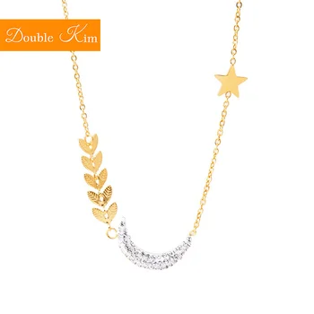 

Star Moon Wheat Ear Micro Zircon Pendant Necklace Titanium Stainless Steel Metal Gold Chain Necklaces Trendy Women Jewelry Gift