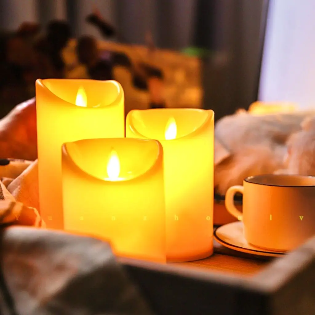 

3Pcs Battery Operated LED Tea Lights Flameless Flickering Electrical LED Candle Wedding Xmas Decor Party Supplies Night Light