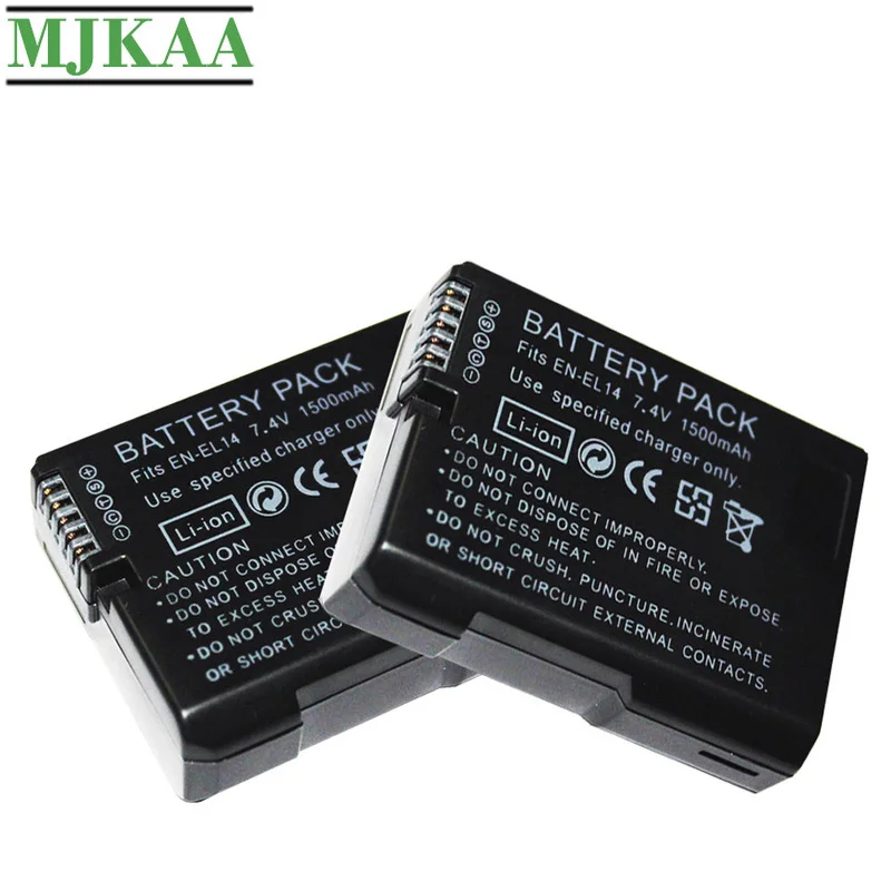 MJKAA 2 шт. 7 4 В 1500 мАч EN-EL14 батареи D5200 D3100 D3200 D5100 P7000 P7100 MH-24 для камеры Nikon ENEL14 |