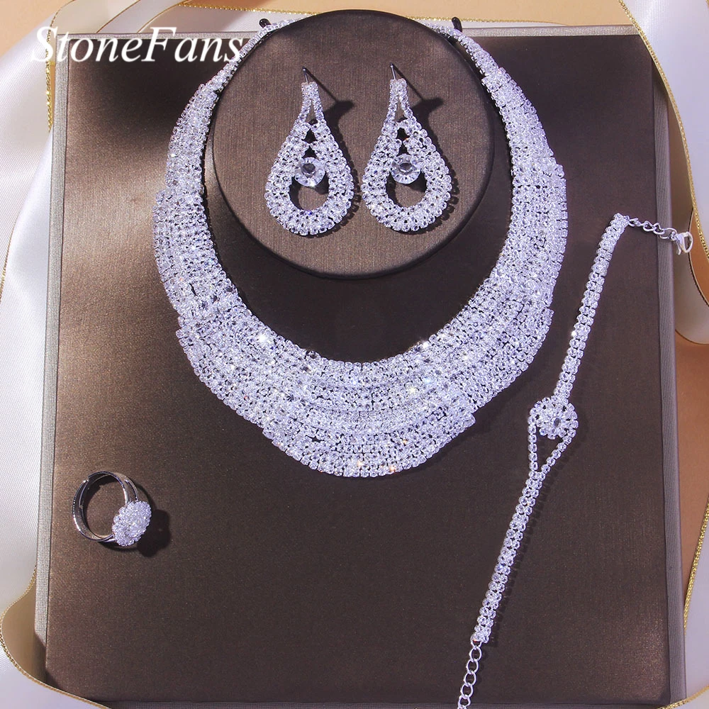 AB Teardrop Rhinestone Prom Necklace | Prom Jewelry | L&M Bling - lmbling