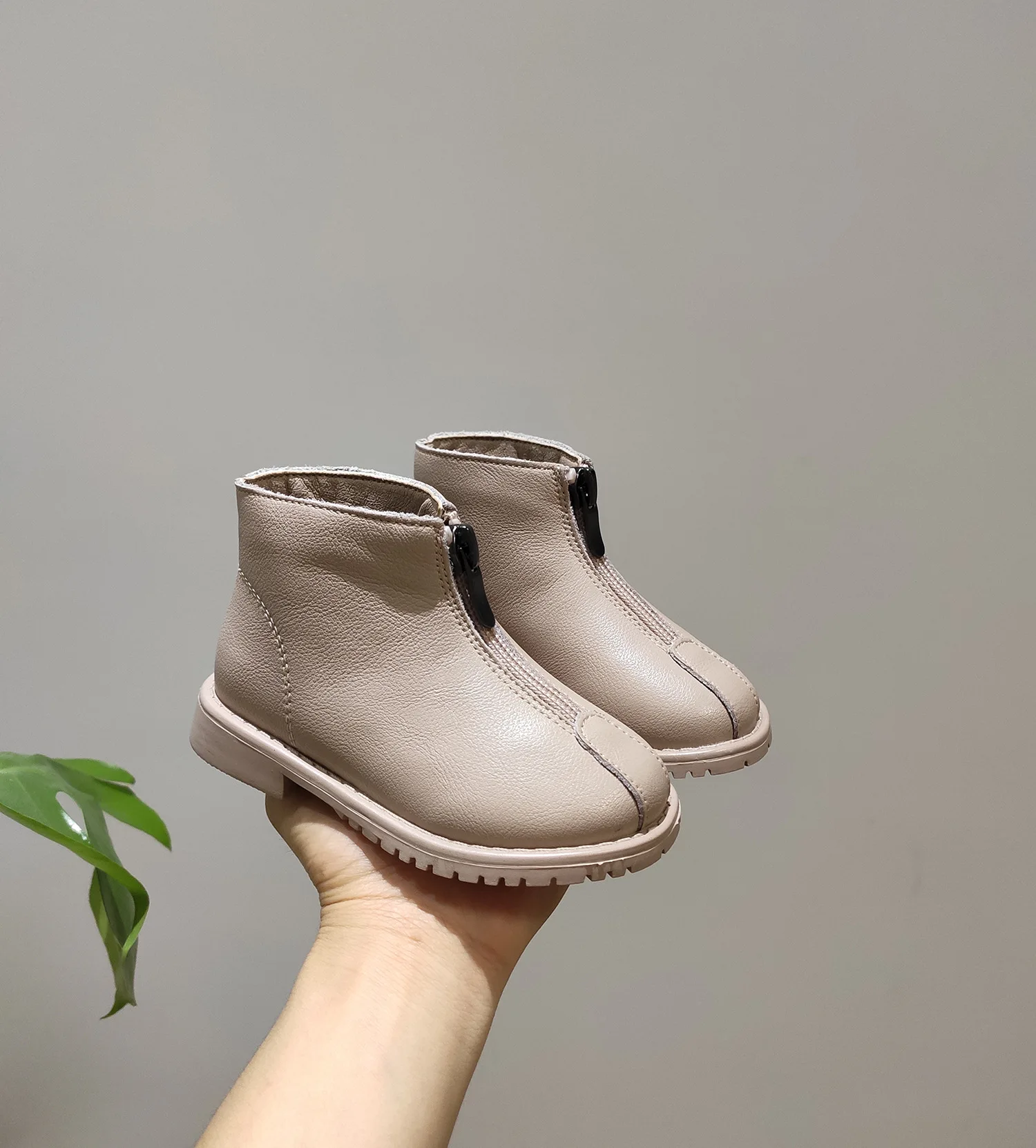 Boots for Toddler Girl Genuine Leather Children Boots Front Zipper Girls Martin Boots Soft Leather Kids Princess Shoes