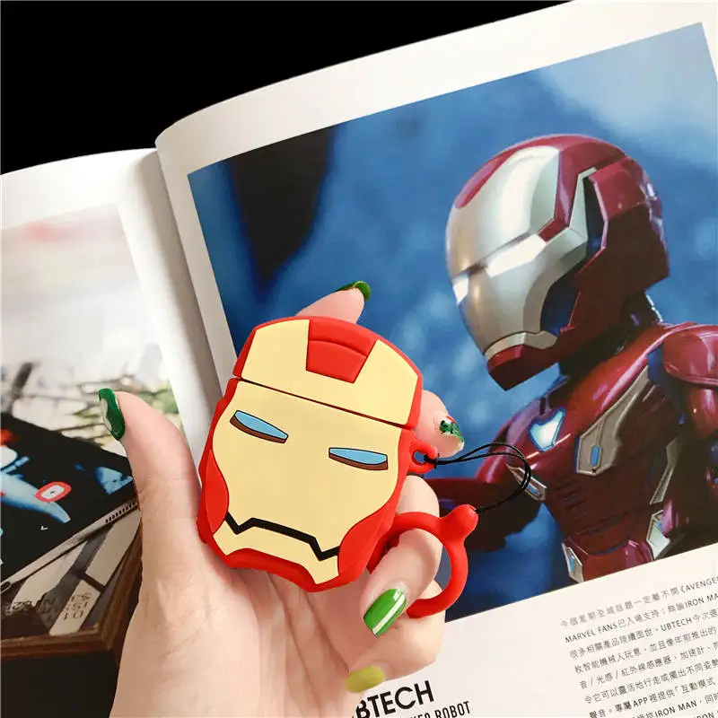Marvel Мстители супер герой милый капитан Американский Халк, Человек-паук чехол для Apple Airpods 1 2 беспроводные наушники крышка для наушников - Цвет: L