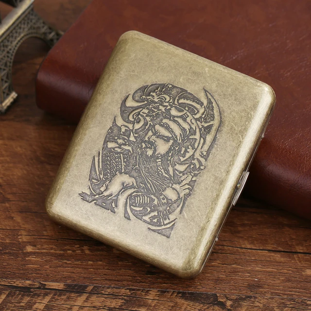 20 Sticks Black Matte Frosted Stainless Steel Metal Cigarette Case For Man Pocket Smoking Box With Gift Box Smoking Accessories Guan Yu